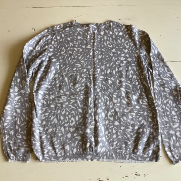 Ann Taylor gray white 100% Cotton lightweight Crew neck sweater XL - Picture 6 of 7